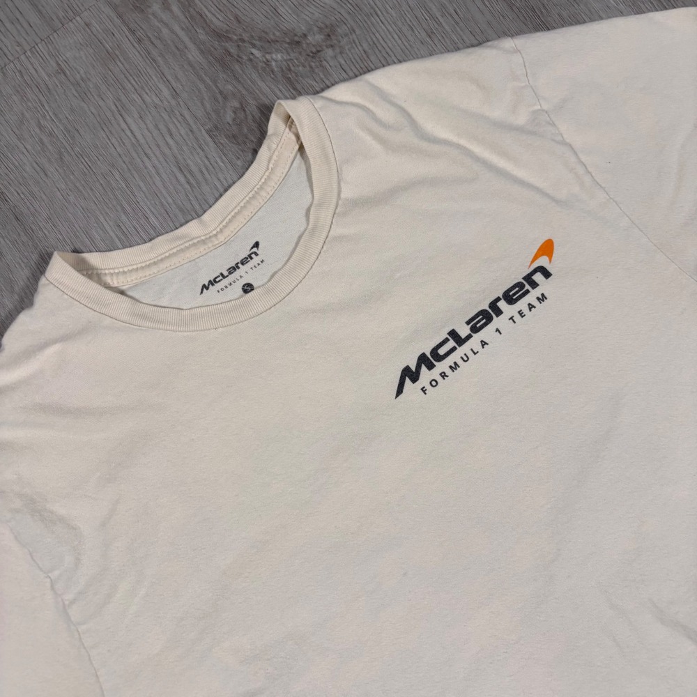 McLaren Formula 1 Team Graphic T-Shirt Mens Small Cream Race Car F1 Tee